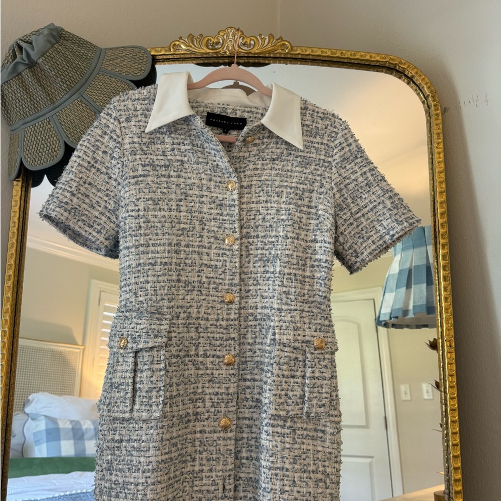 Endless Rose Tweed Jacket in Blue and White